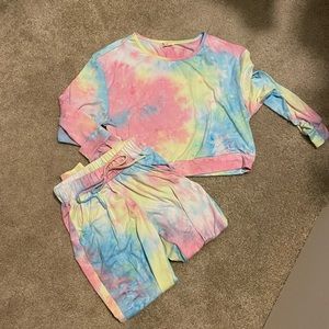 Tie dye two-piece lounge set